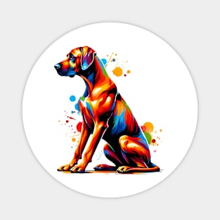 Rhodesian Ridgeback in Vibrant Splashed Paint Style Magnet